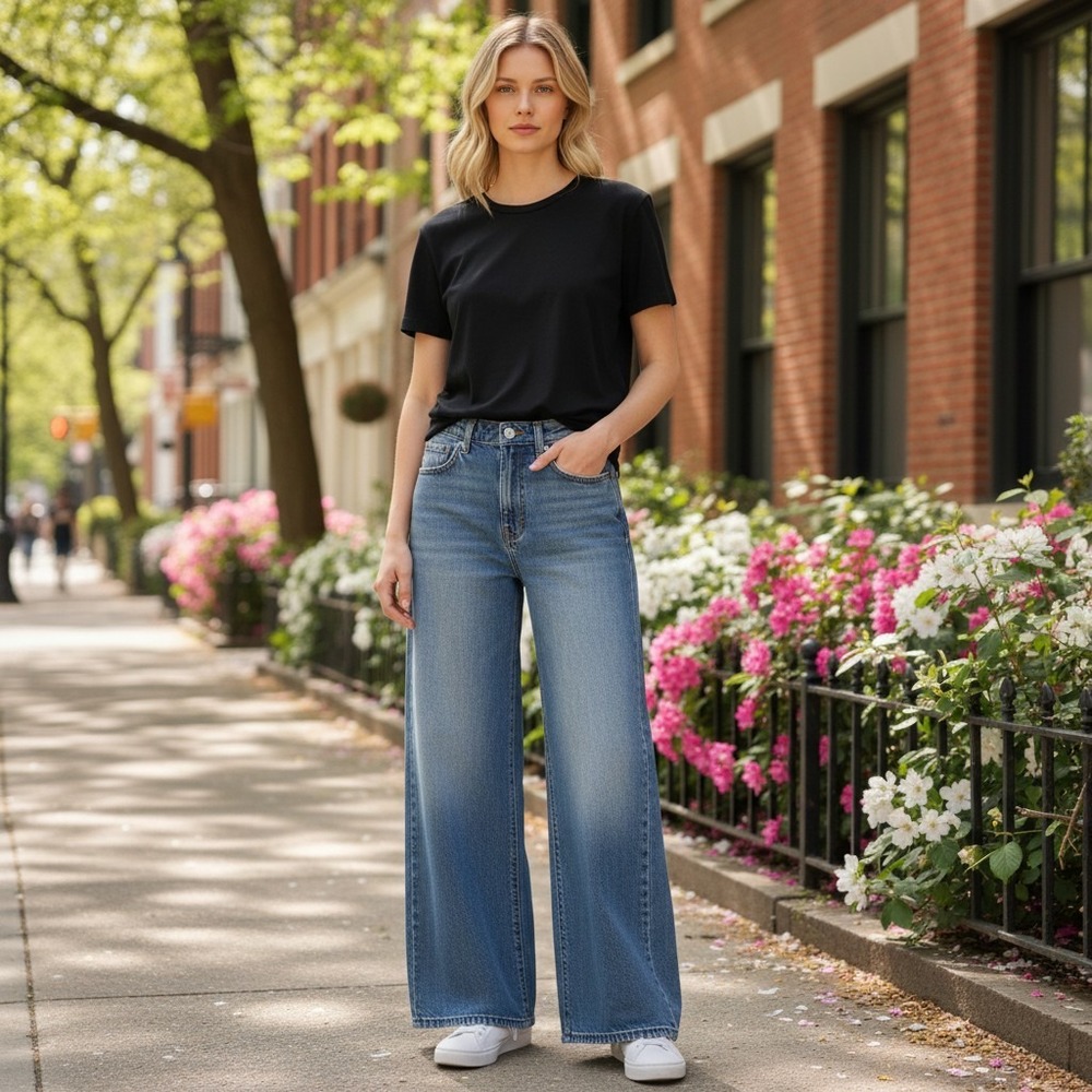 BDG Wide Leg Jeans Womens 27 Blue Excellent‎ High Rise Baggy Cotton Denim